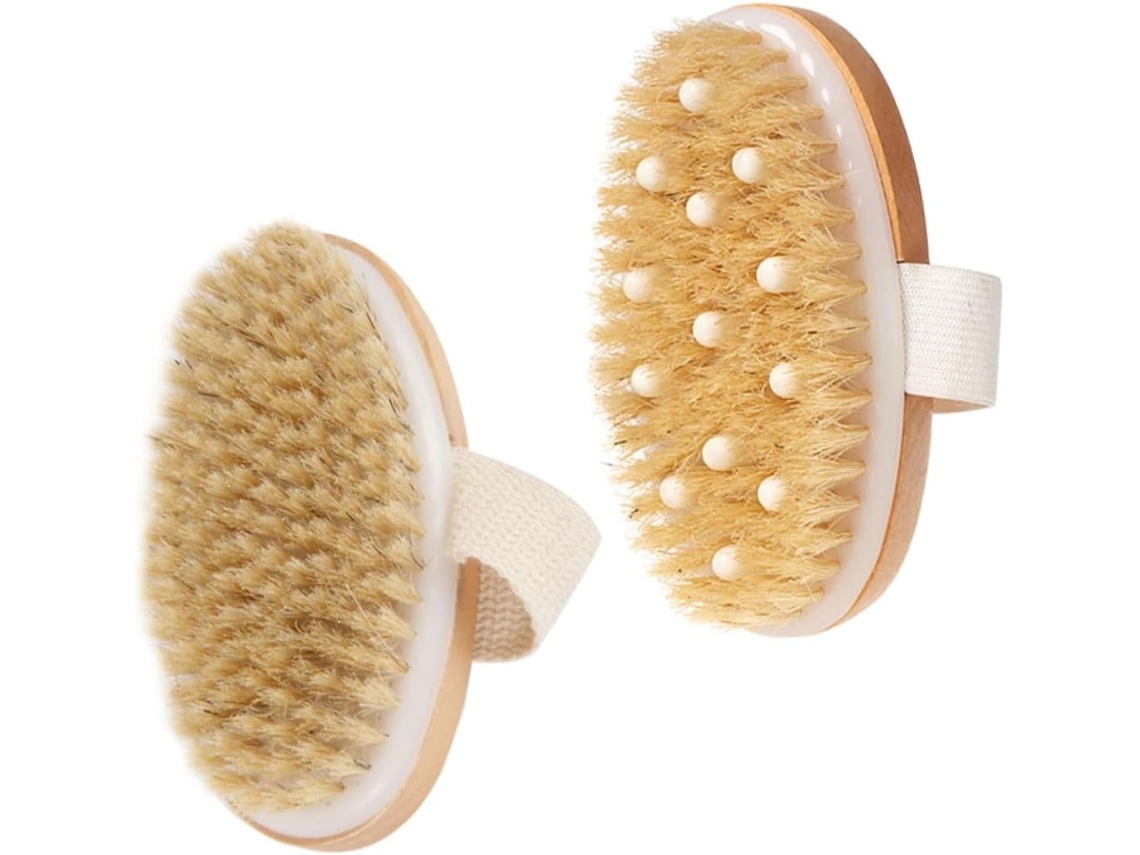 Lurelia Pack De 2 Escovas De Massagem Corporal Para Banho Diário, Cabo De Madeira E Massagem Suave, Uso Diário Prático