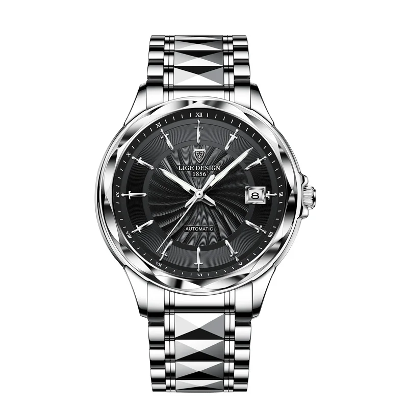 Relógio De Negócios Elegante (prateado E Preto), Relógio Mecânico Automático À Prova D'água