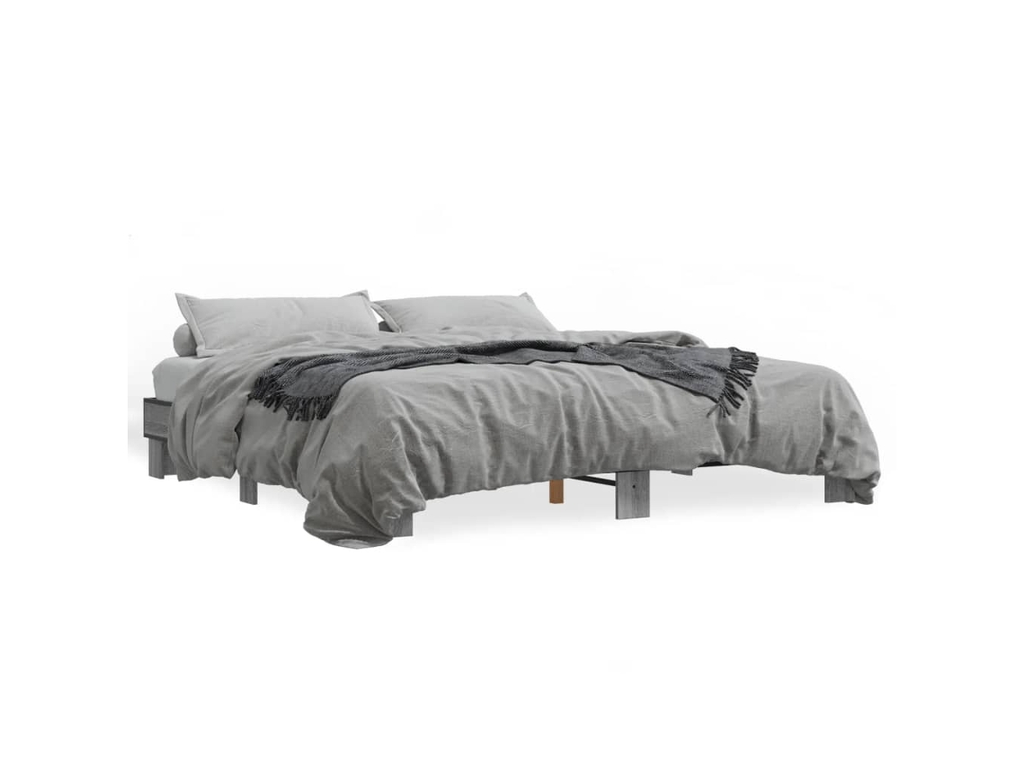 Bed Frame, Bed Frames Vidaxl Cinzeto Madeira Processada (200 X 200 Cm)