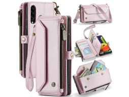 Compre Capa De Couro Caseme C36 Com Zíper E Vários Compartimentos Para Cartões Para Samsung Galaxy A30s / A50s / A50 Com Alças Rosa
