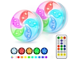 2 Unidades de Luzes Led Submersíveis Ip68, À Prova D'água, com Mudança de Cor Rgb e Ímã, para Piscinas, Lagos, Aquários e Shows BRILVIBERA