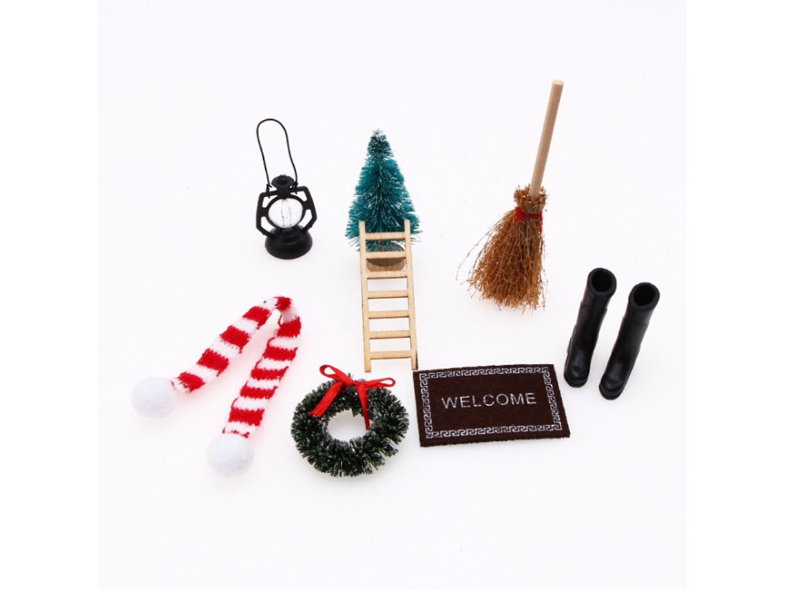 Conjunto de Acessórios de Decoração de Natal Miniatura Simulação Ornamentos PVC 16*10cm