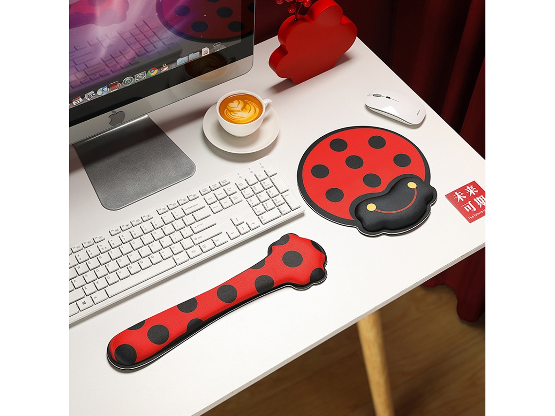 Almofada HEXINYIGJLY Apoio Punho Teclado Rato Espuma Memória para Gaming, escritório Joaninha | HEXINYIGJLY