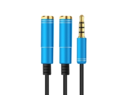 2026zentro-cabo Divisor De Áudio 3.5mm Macho Para 2 Fêmeas Com Mic E Extensão Auxiliar 3.5mm Adaptador