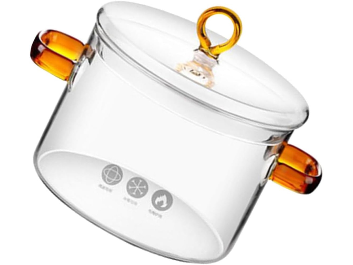 Panela De Vidro Borossilicato De 1500ml Com Alças Duplas, Cor Âmbar, Panela Grande E Transparente, Resistente Ao Fogão Panela De Vidro Gokoco