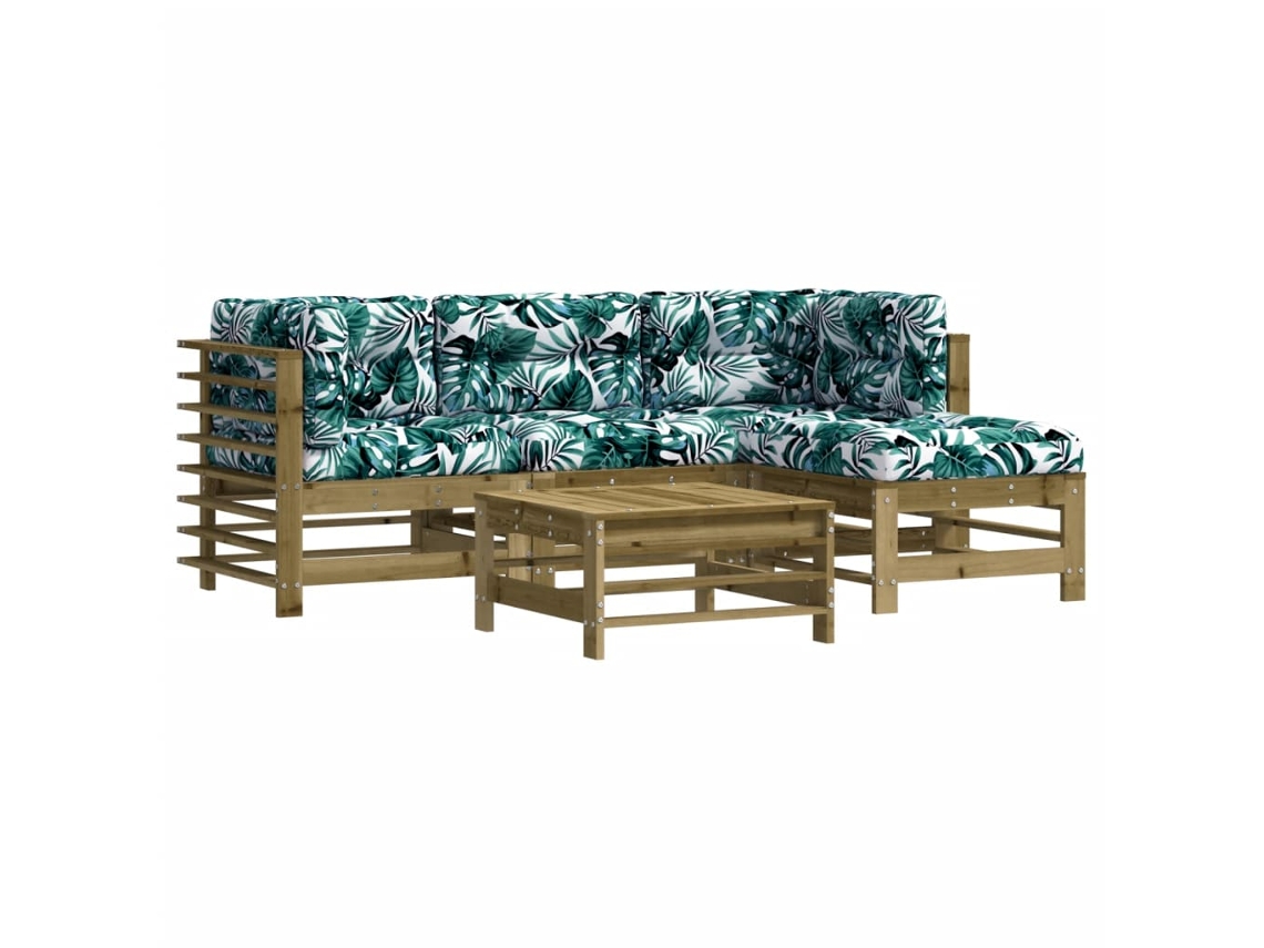 Maison Exclusive - 5 Pcs Conjunto Lounge De Jardim C/ Almofadões Pinho Impregnado