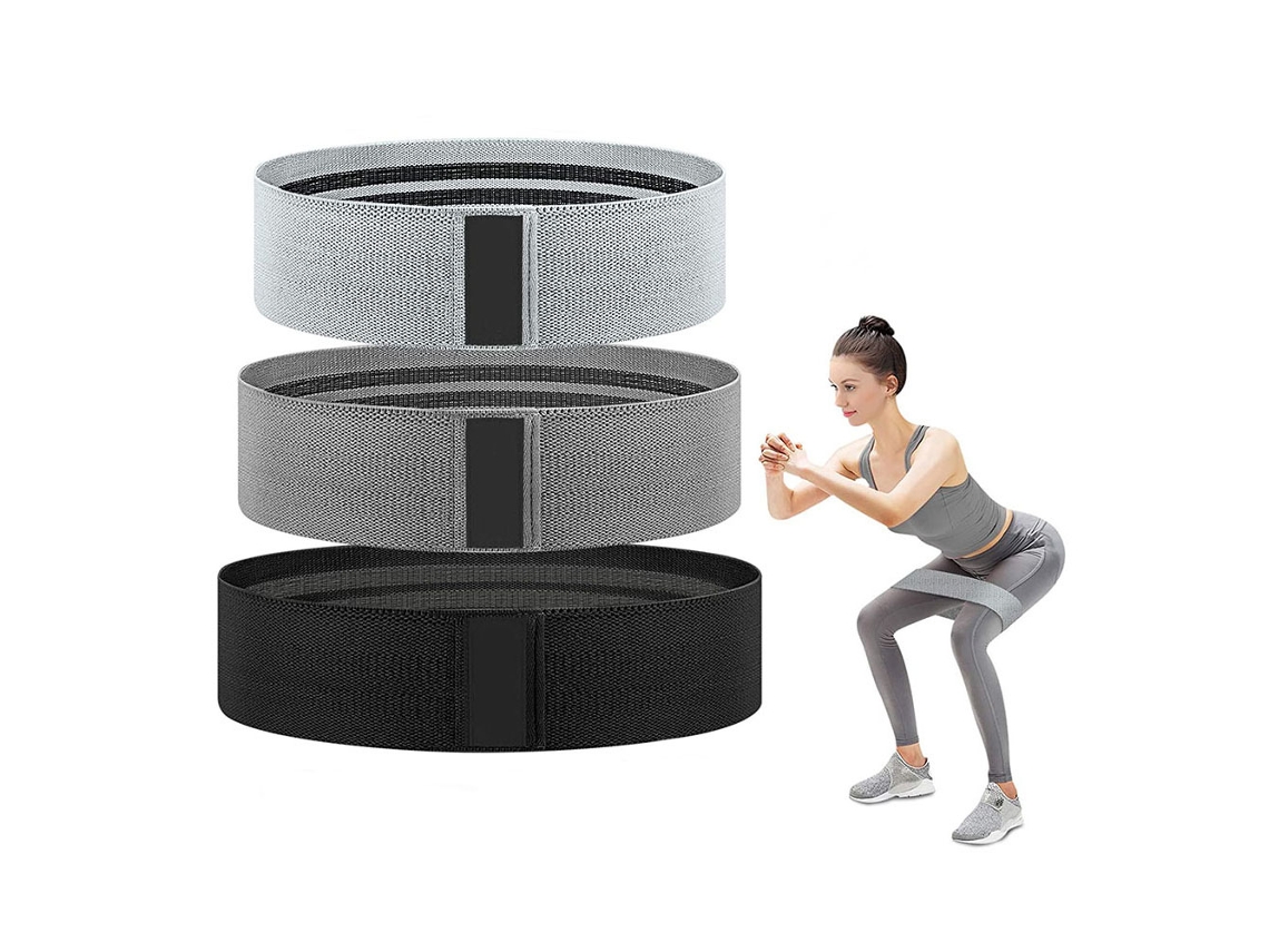 Conjunto de Faixas Elásticas de Resistência AQUAFORGE com 3 Peças 3 Níveis Tecido para Ioga, Pilates, Reabilitação e Treino de Força