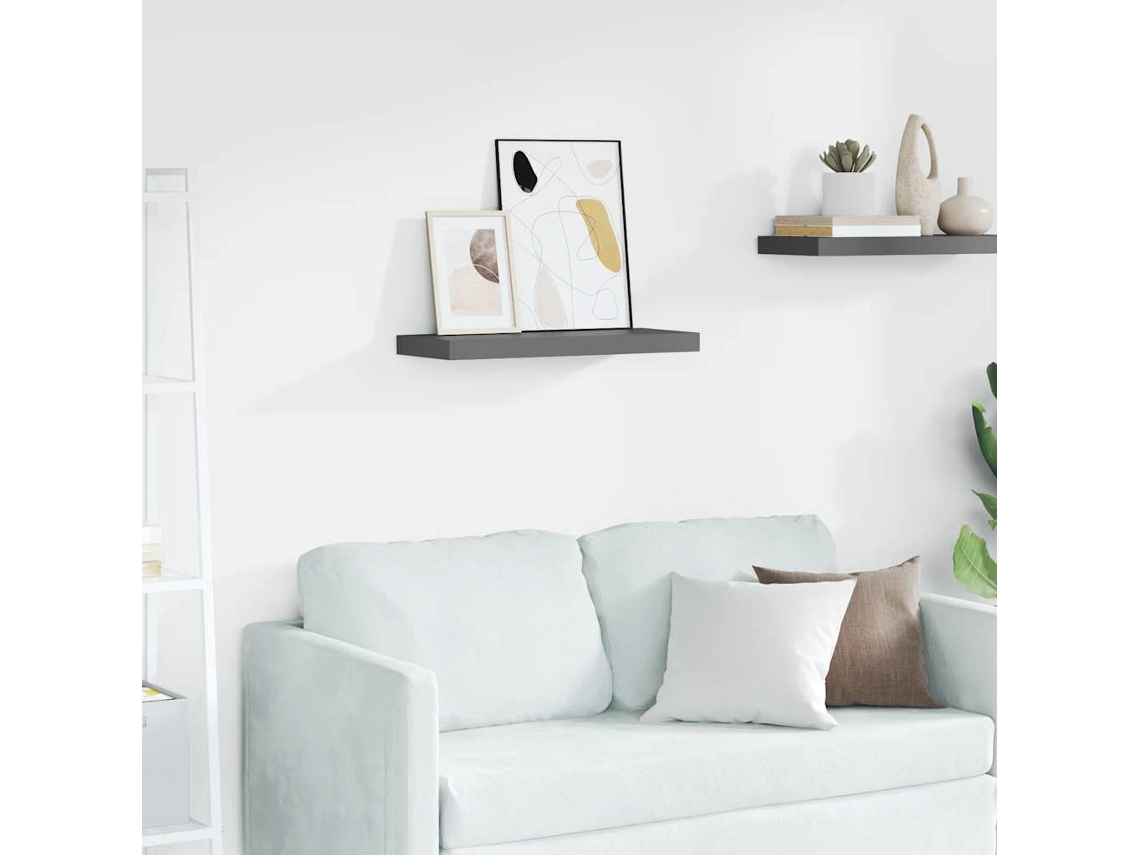 Vidaxl Prateleira De Parede Suspensa 60x23,5x3,8 Cm Mdf Cinzento