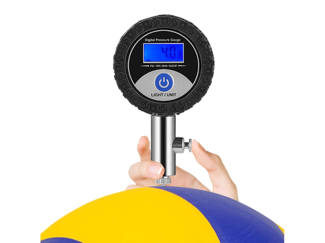 Bomba de ar portátil com manômetro para pneus de futebol americano e basquete.