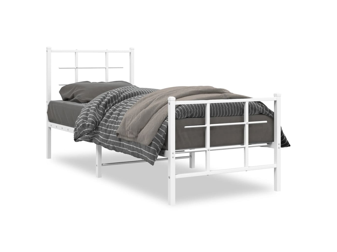 Bed Frame, Bed Frames Vidaxl Branco Aço (75 X 190 Cm)