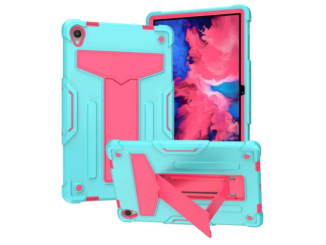 Capa Protetora Plana De Pc + Silicone Com Suporte Em Formato De T, Cor Contrastante E Resistente A Impactos, Para Lenovo Tab P11 (tab-j606f).