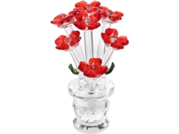 Estatueta Decorativa Vermelha Cristal Ornamento Elegante Refinado Decoração Escritório Rosa Casa GOKOCO