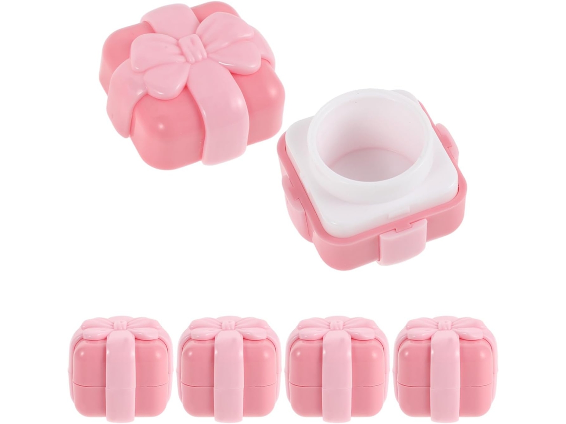 Conjunto De 5 Potes De Plástico Rosa Reutilizáveis Para Cera Labial