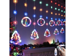 Cortina De Luz De Natal Com Estrelas E Figurino,luzes Led Para Janela,varanda E Terraço Btforus