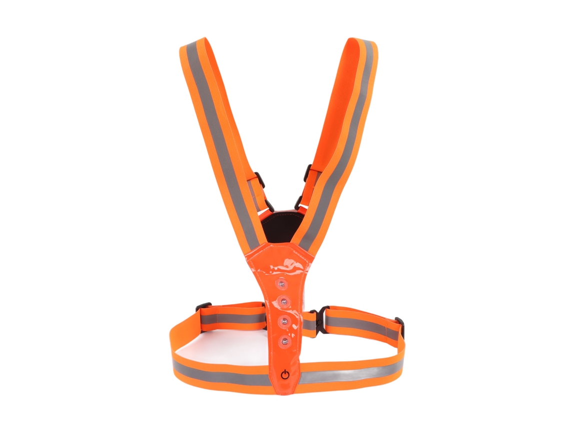 Colete refletivo led para corrida com 3 modos de iluminação proteção 360° seguro laranja vermelho S/MARCA