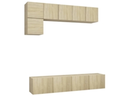 Tv Cabinet Set, Tv Cabinet Sets Vidaxl Marrom Madeira Processada (n/a)