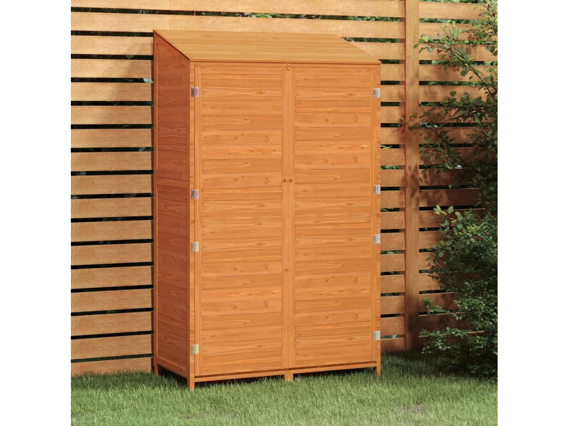 Vidaxl Abrigo Jardim 102x52x174,5cm Madeira De Abeto Maciça Castanho