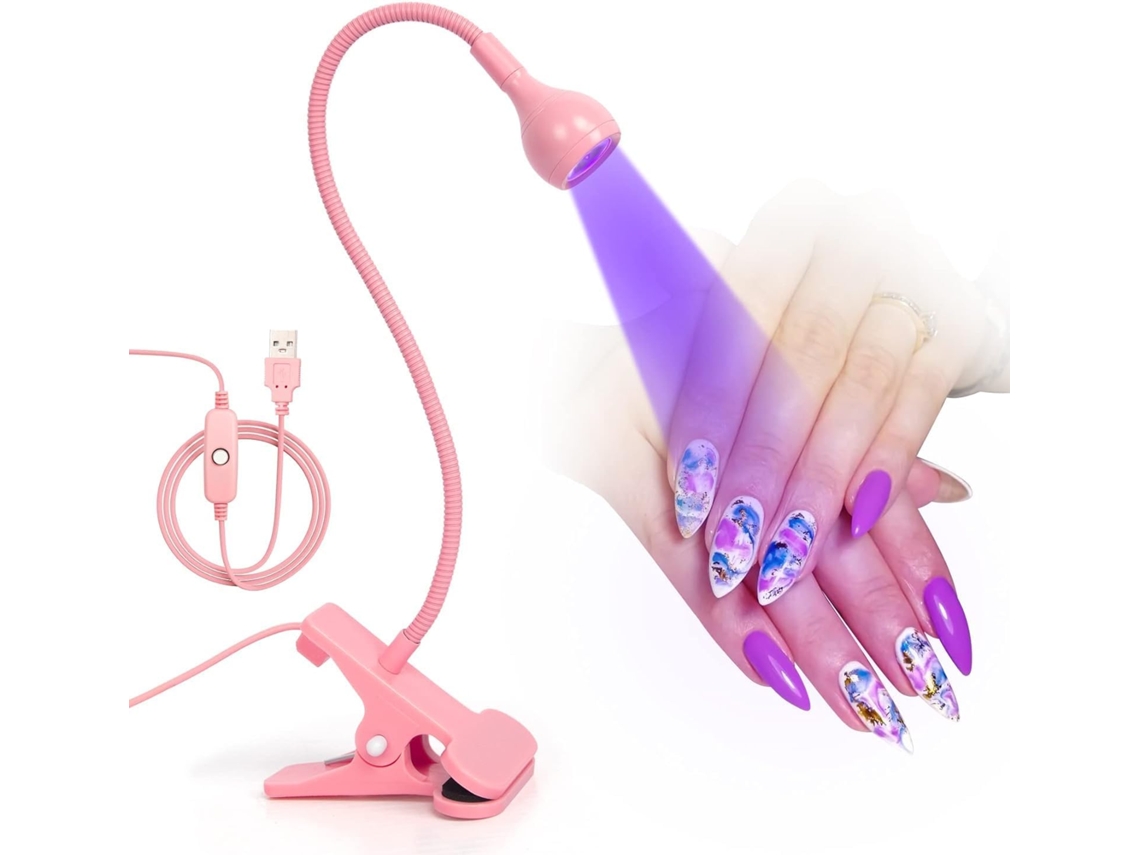 Lâmpada De Nail Art 3w Com Haste Flexível, Secagem Rápida, Secadora De Esmalte Em Gel, Plug And Play, Portátil, Para Uso Doméstico, Rosa
