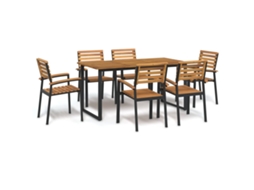 Vidaxl Conj. Jantar P/ Jardim 7 Pcs Madeira De Acácia Maciça E Metal