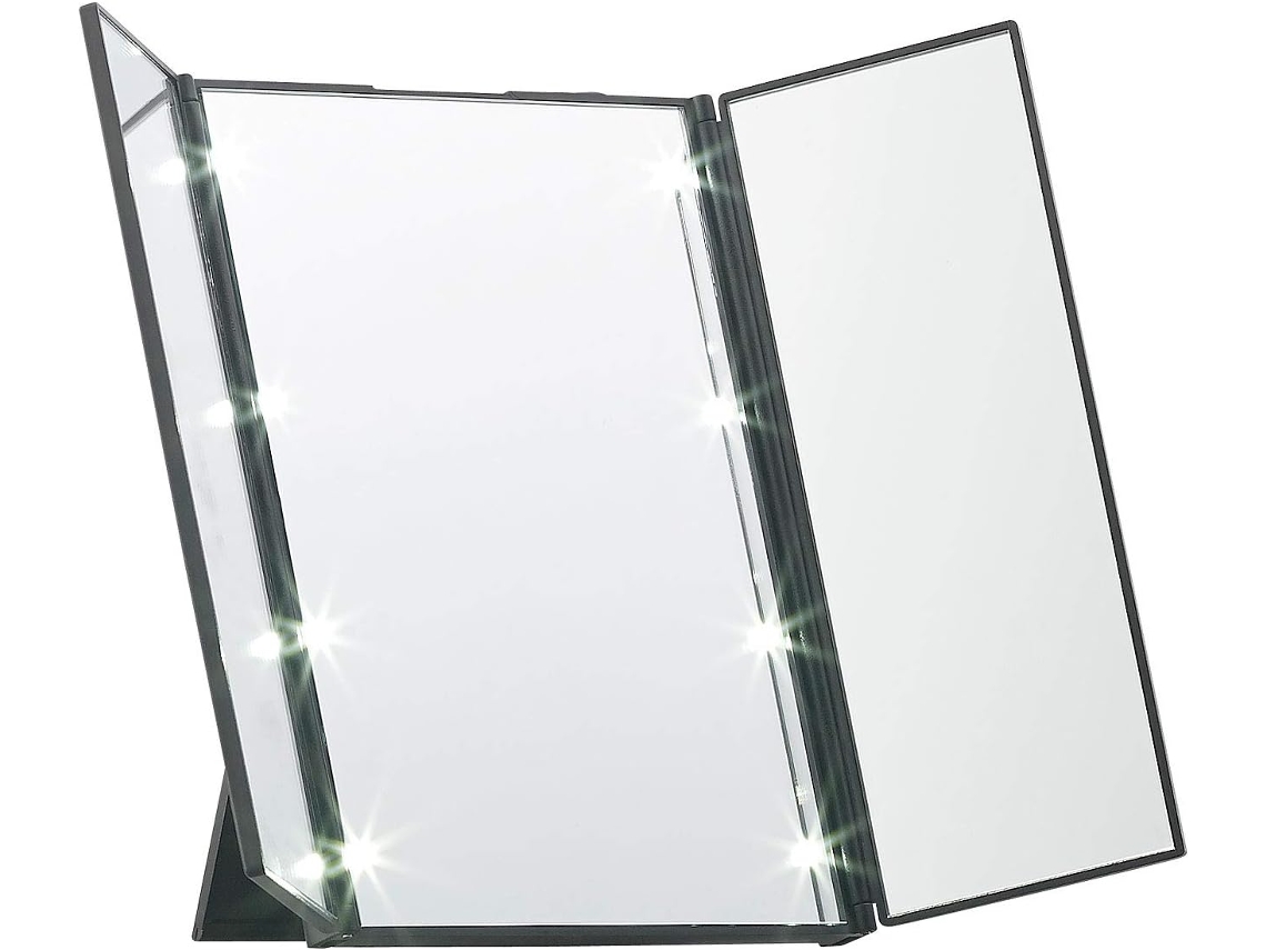 Espelho Led Espelho De Maquiagem Dobrável Com 8 Leds E Suporte, Funciona A Bateria (espelho Cosméti Gokoco