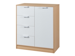 Aparador Varkaus com 4 Gavetas + 1 Porta Mdf 90X80X40 Cm Carvalho/Branco [EN.CASA].