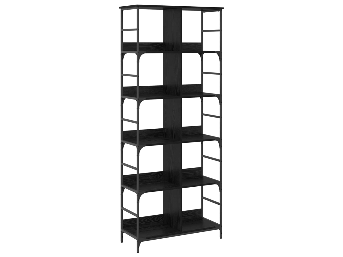 Vidaxl Estante Carvalho Preto 78,5 X 33 X 188,5 Cm Metal Pb