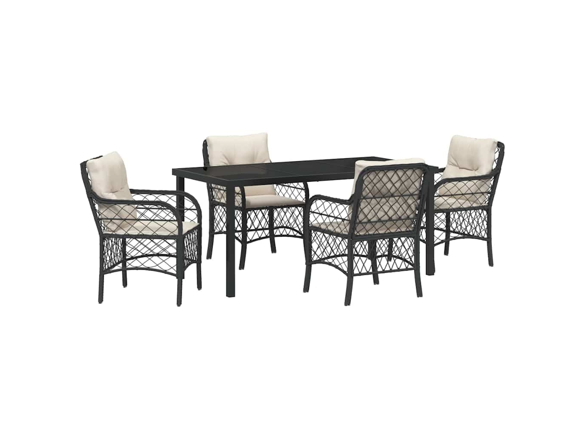 Maison Exclusive - Conjunto De Jantar Para Jardim Com Almofada 5 Pcs Preto Vime Pe