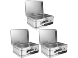 Conjunto De 3 Lancheiras Metal Bento, Medindo 20, 6x 15x 7, 6cm 8, 1x 5, 9x 3 Polegadas
