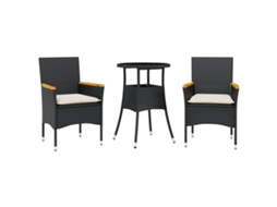 Conjunto de 3 Jantares Jardim com Almofadões Vime Pe/vidro Castanho MAISON EXCLUSIVE
