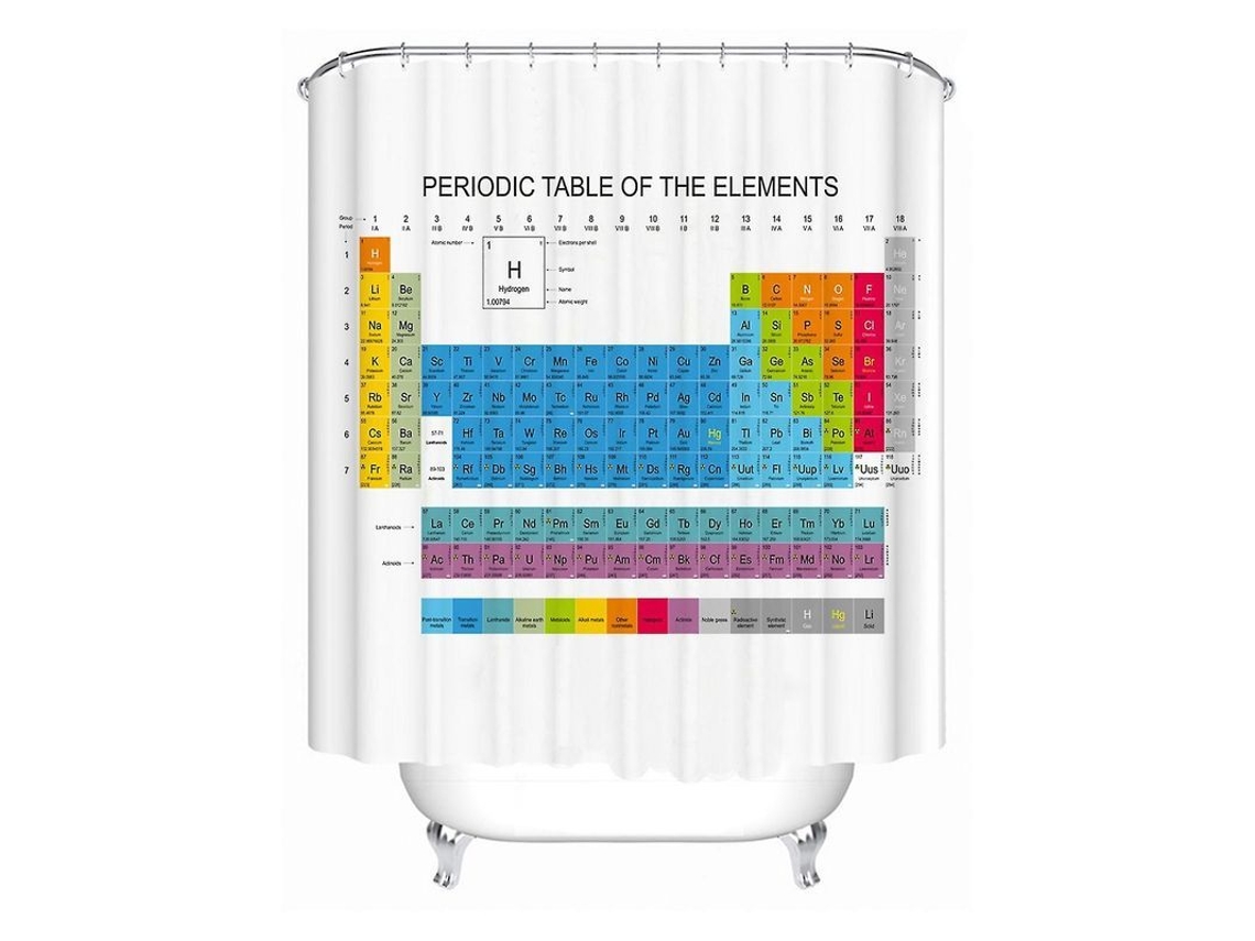 2026 cortina de Baño Con La Tabla Periódica de Los Elementos: Tema de Educación Científica para La Decoración Del Hogar Con Temática Geek.