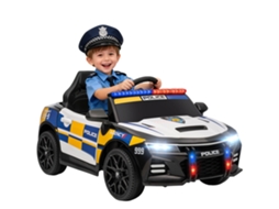 Carro de Polícia Elétrico Infantil 12v, com Dois Motores, Controle Remoto, Usb, Mp3, Música e Buzina, Multicolorido. PROFESIA BOYANG