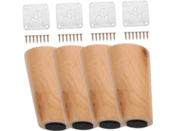 Villcase Conjunto De 4 Pés Madeira Maciça Cônicos Para Móveis, Sofá, Armário E Cômoda Design Compacto Leve