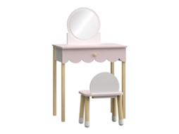Mesa De Maquiagem Para Crianças Com Cadeira Vestnes Cotton Candy/branco [EN.CASA]