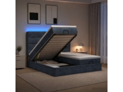 Vidaxl Cama Ottoman Com Colchão E Led Cinzento-escuro 160 X 200 Cm