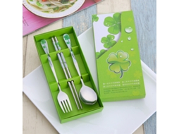 Conjunto De Talheres Compactos De Aço Inoxidável, Utensílios De Viagem Portáteis Com Design Estampado, Apresentação Elegante Para Jantar Em Casa, Esco