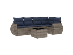 Conjunto de Sofá de Jardim, 6 Peças, Almofadas, Rattan Cinza MAISON EXCLUSIVE