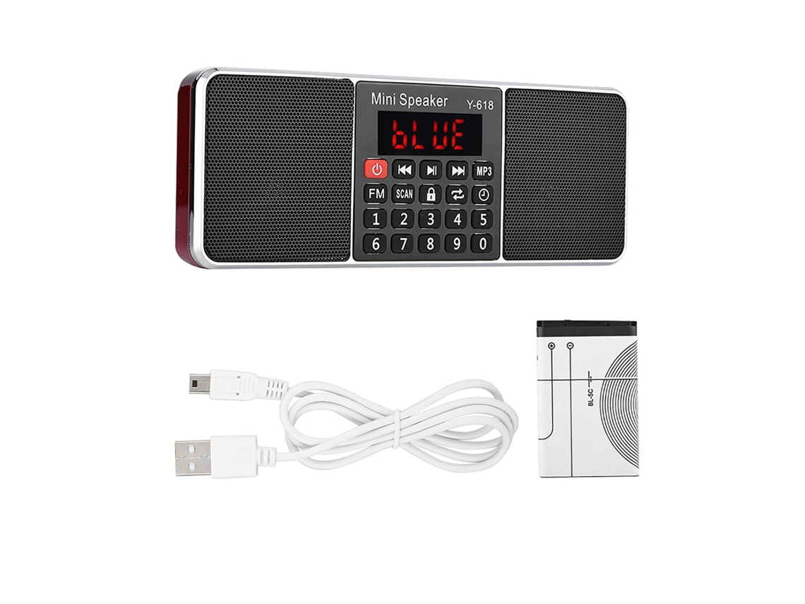 Rádio Fm Estéreo 87.5-108mhz Com Memória, Tf, Usb, Mp3, Chamadas Handsfree E Alto-falante Portátil Vermelho