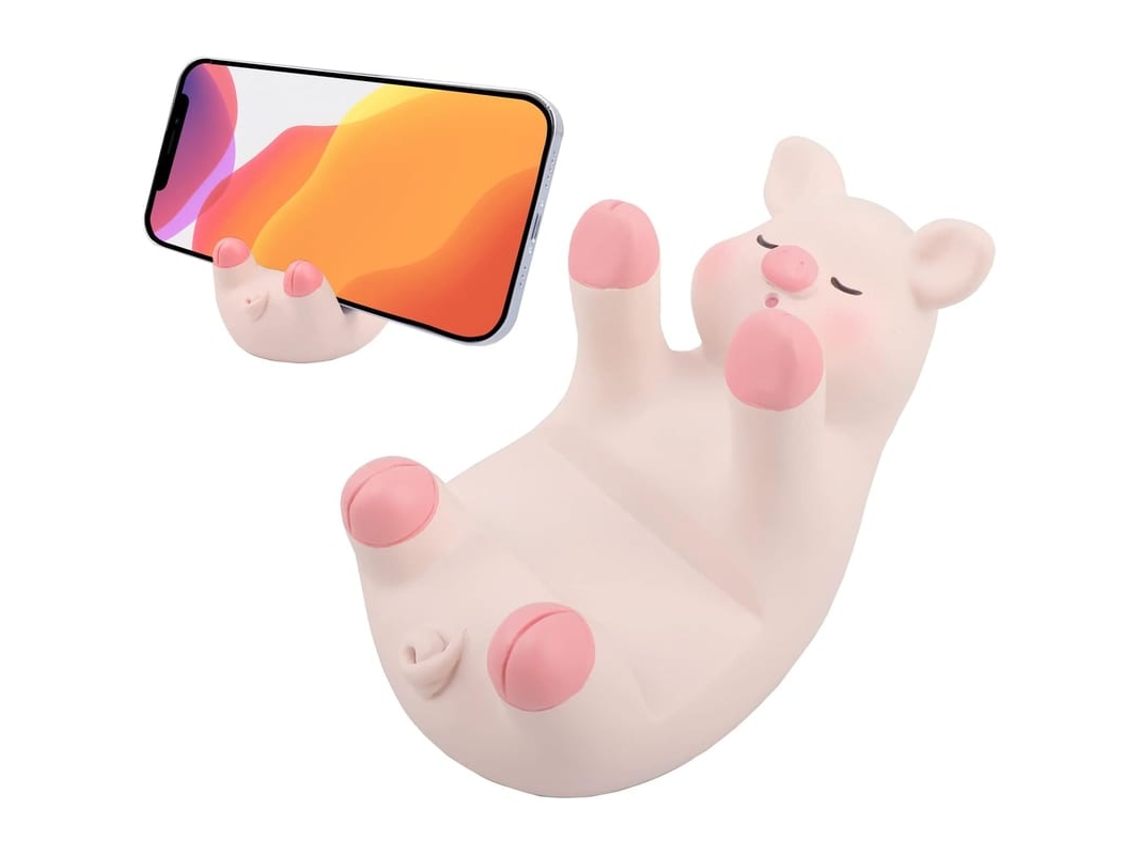 Apoio De Telefone Cute Cerdo Rosa Resina Decoração Escritório Acessórios De Mesa Compatível Com 4-8 Polegadas