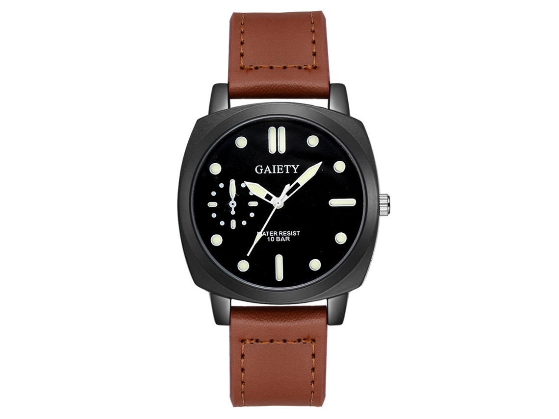 Relógio de pulso analógico de quartzo masculino Gaiety com mostrador personalizado (marrom claro)