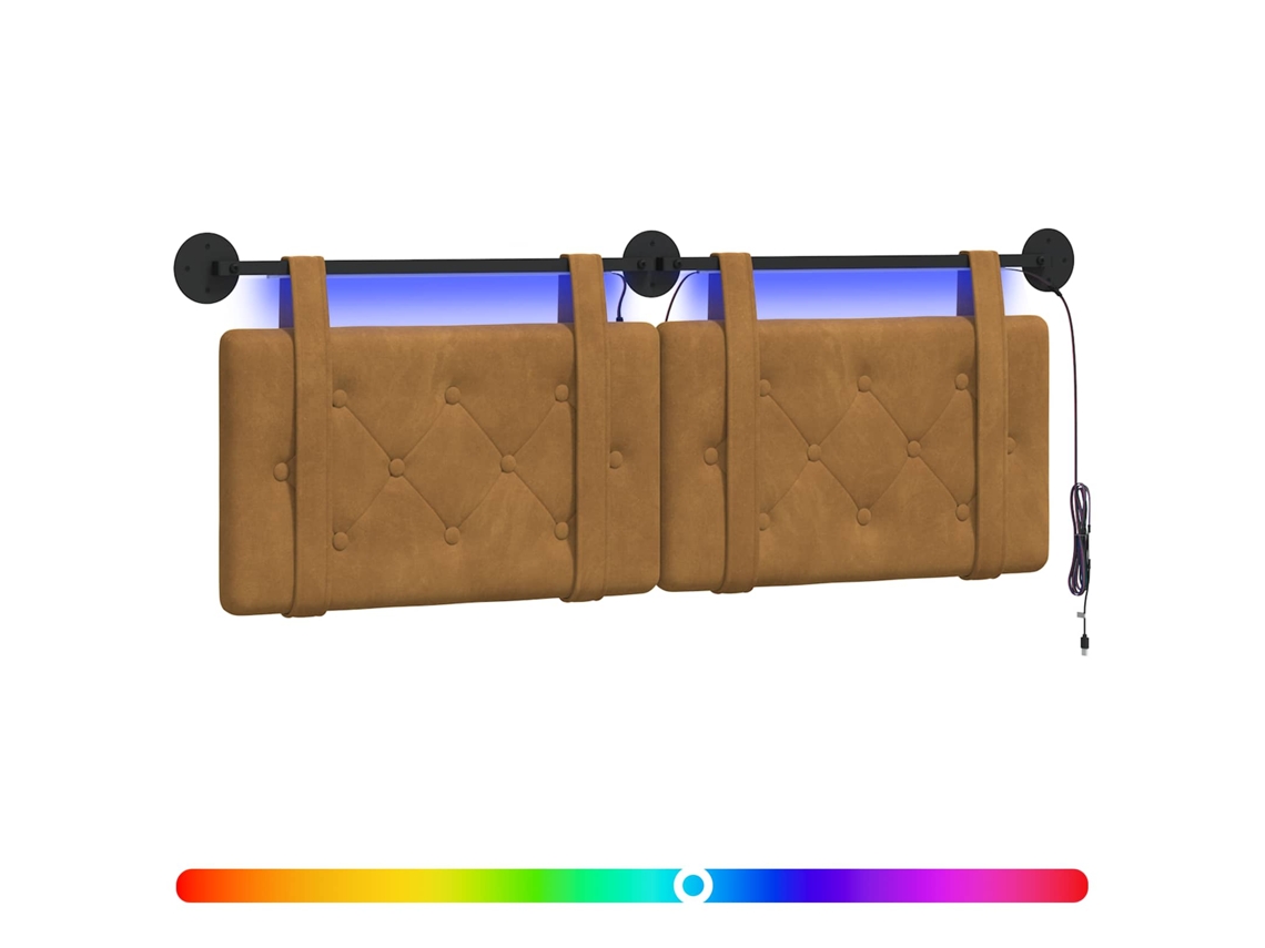 Cabeceira Suspensa com Luz Led Castanho Veludo MAISON EXCLUSIVE