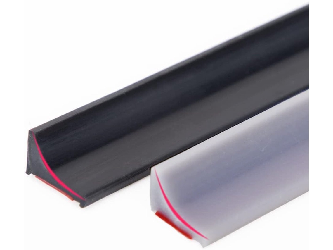 2 Barreiras De Chuveiro Antitransbordamento De Silicone, 200 Cm, Faixa Antirretorno De Água, Vedação Dobrável Para Porta, Preto E Branco