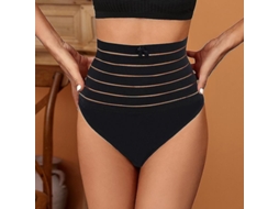 Calcinha Modeladora Sem Arame com Decoração Recortada Firme Mulher Poliéster/nylon/spandex Preto