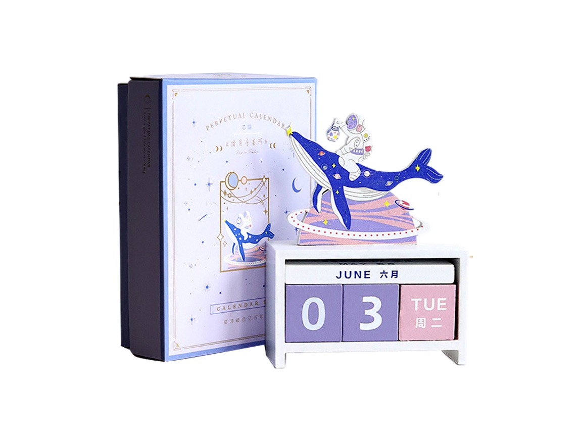 Calendário Perpétuo de Mesa em Madeira Decorativo Reutilizável Presente Ideal para Casa