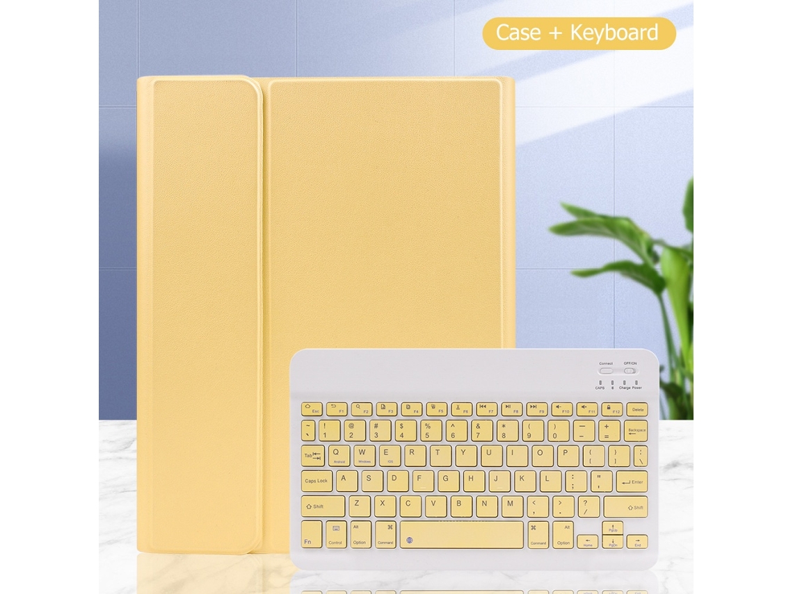 Capa Com Teclado Bluetooth Compatível Com Ipad 9.7 2017/2018 Air2/pro9.7, Cor Amarelo