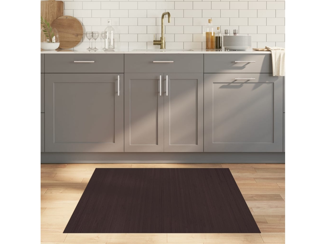 Vidaxl Tapete Retangular 100x100 Cm Bambu Castanho-escuro