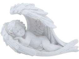 KOFIHETY Figurino Anjinho Com Bebê Dormindo, Polirresina, À Prova De Intempéries E Resistente Ao Frio, Ornamento
