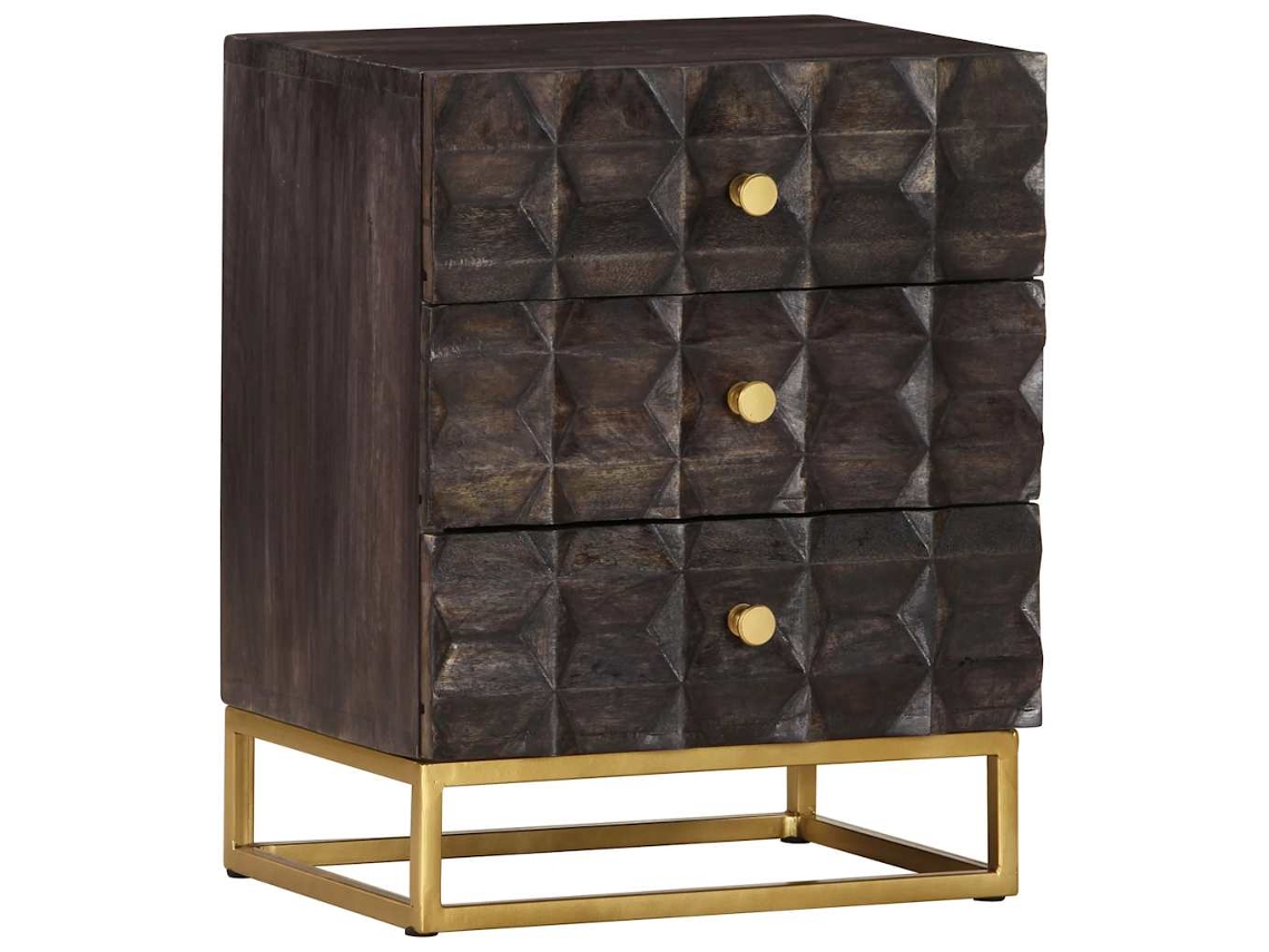 Vidaxl Mesa De Cabeceira 40x30x50 Cm Madeira De Mangueira Maciça Preto