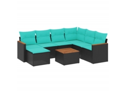 Conjunto de Sofá de Jardim, 9 Peças, Almofadas, Rattan Marrom MAISON EXCLUSIVE