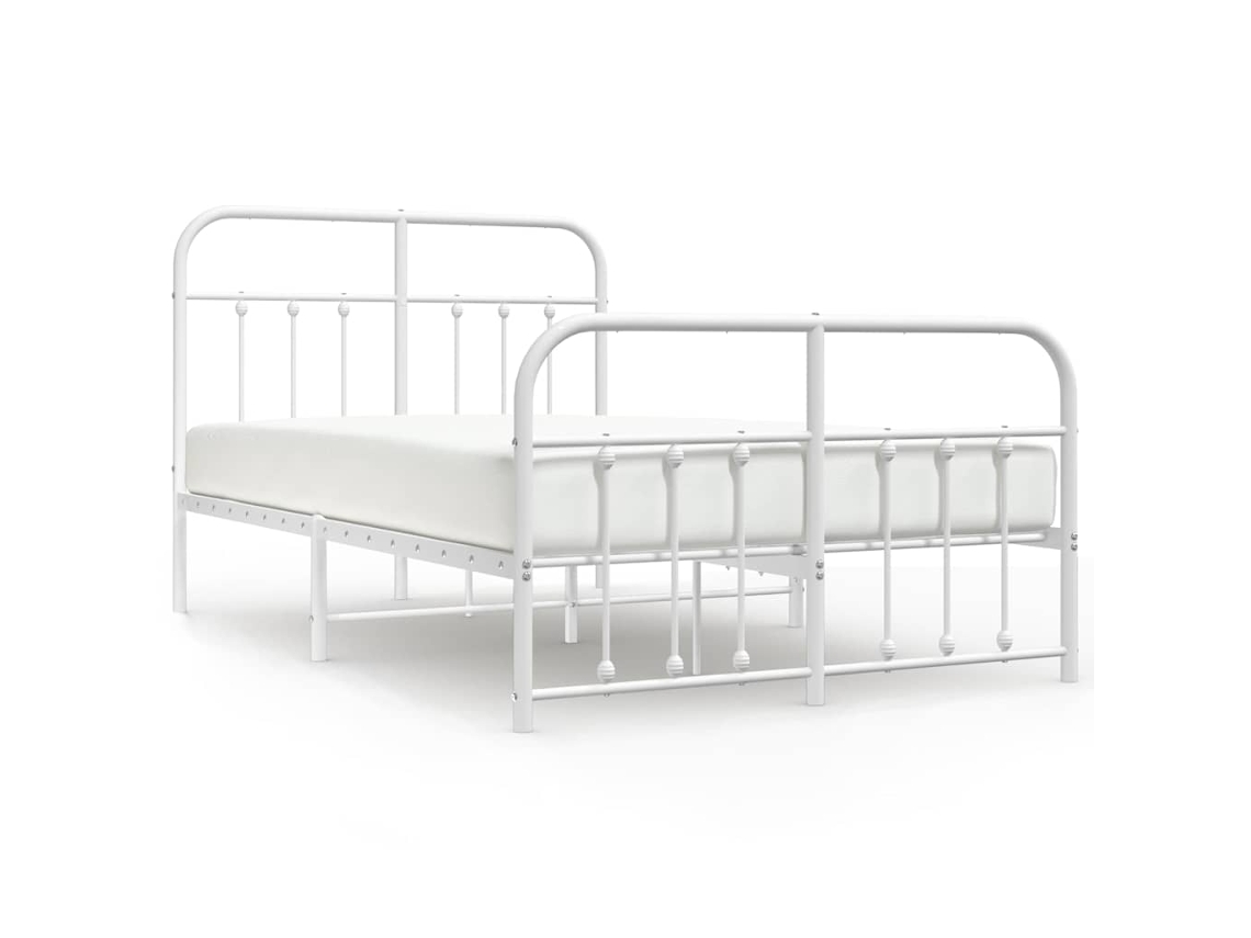 Estrutura de Cama com Cabeceira e Pés Metal Branco MAISON EXCLUSIVE 120x190 cm