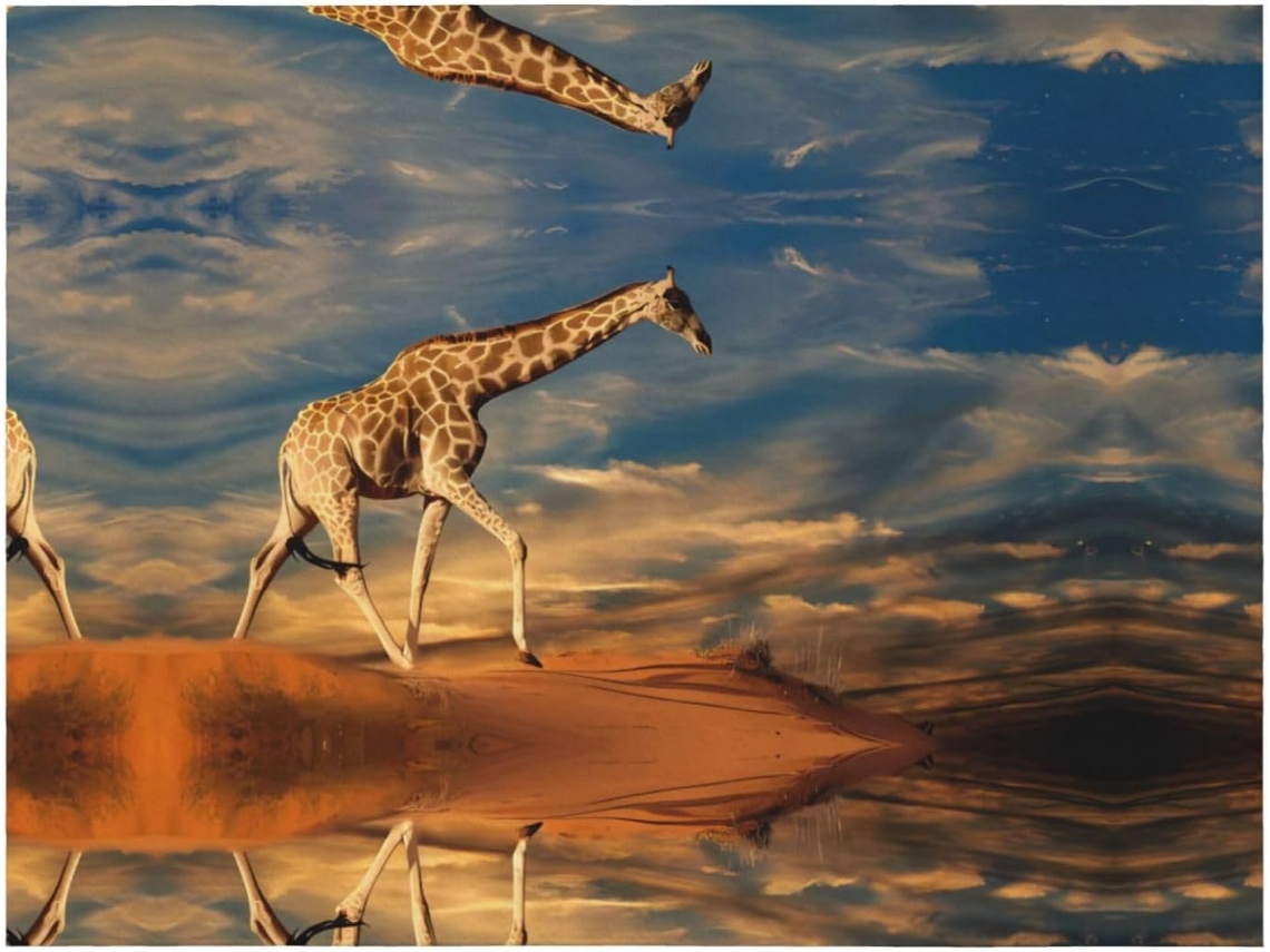 Manta de Flanela com Estampa Girafa Macia Quente e Confortável para Sofá Ou Quarto 152 4 X 127 Cm, Macio, Qu